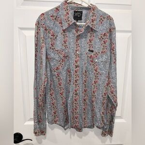 Southern Thread Men's Medium Pearl Snap Western Rodeo Shirt Long Sleeve